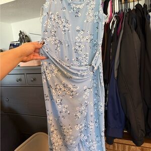 Floral Blue Sleeveless Dress